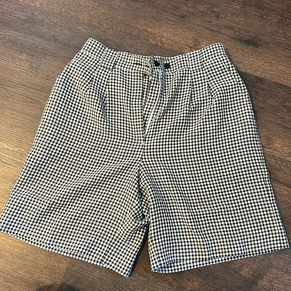 Black and white houndstooth shorts